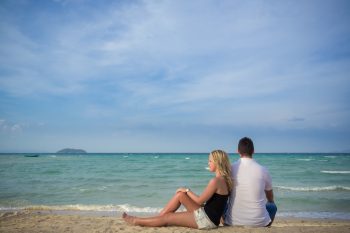 Thailand Wedding Photography-Phi Phi Island Couple photos sitting in the beach